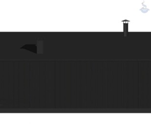 КД-900: одноэтажный каркасный дом с панорамными окнами, крыльцом и террасой