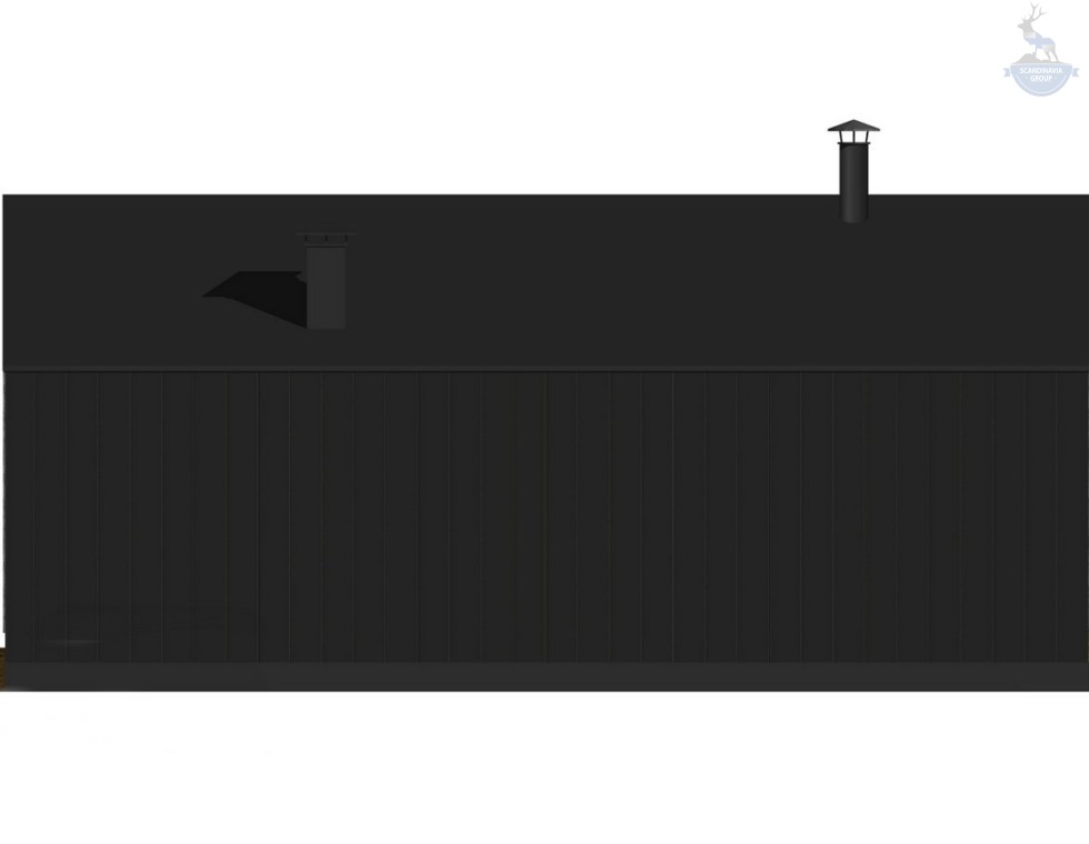 КД-900: одноэтажный каркасный дом с панорамными окнами, крыльцом и террасой