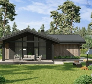 КД-930: каркасный дом с высокими потолками