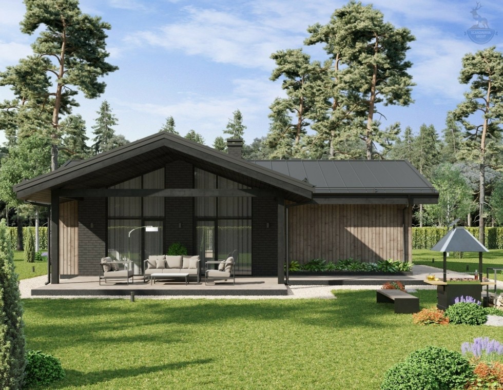 КД-930: каркасный дом с высокими потолками