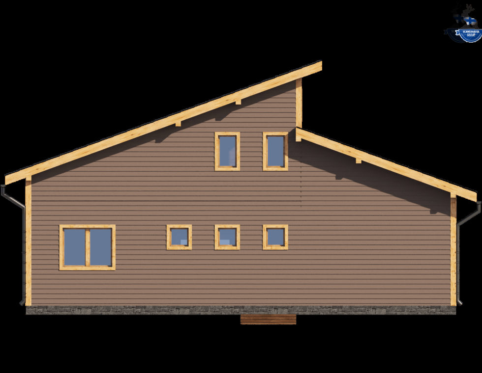 КД-940: двухэтажный каркасный дом с панорамными окнами и верандой