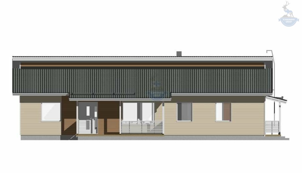 КД-290: одноэтажный каркасный дом с двумя террасами
