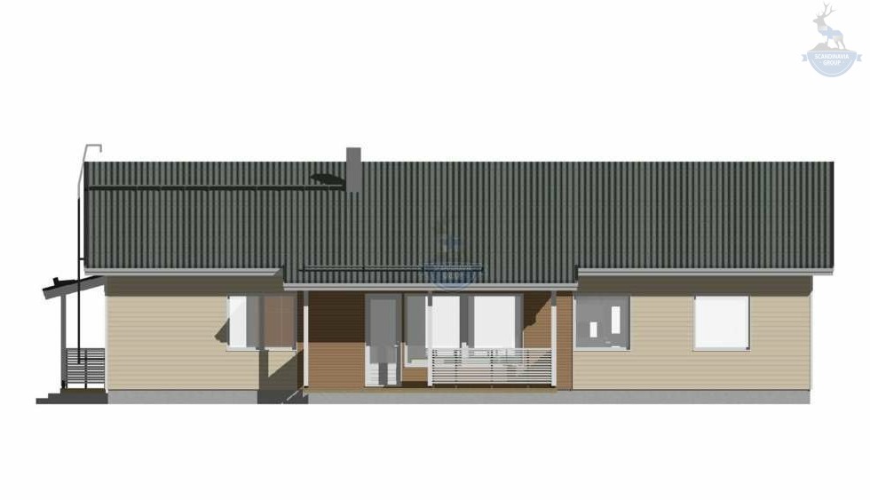 КД-290: одноэтажный каркасный дом с двумя террасами