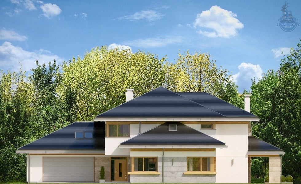 КД-370: двухэтажный каркасный дом с гаражем