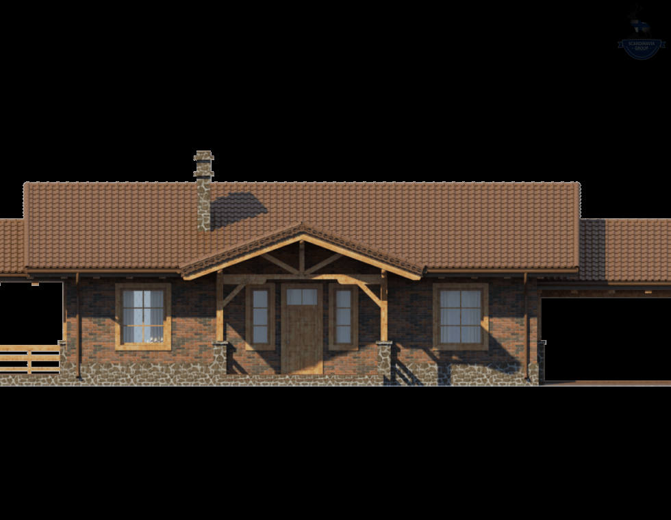 КД-390: 1 этажный каркасный дом с парковочным местом