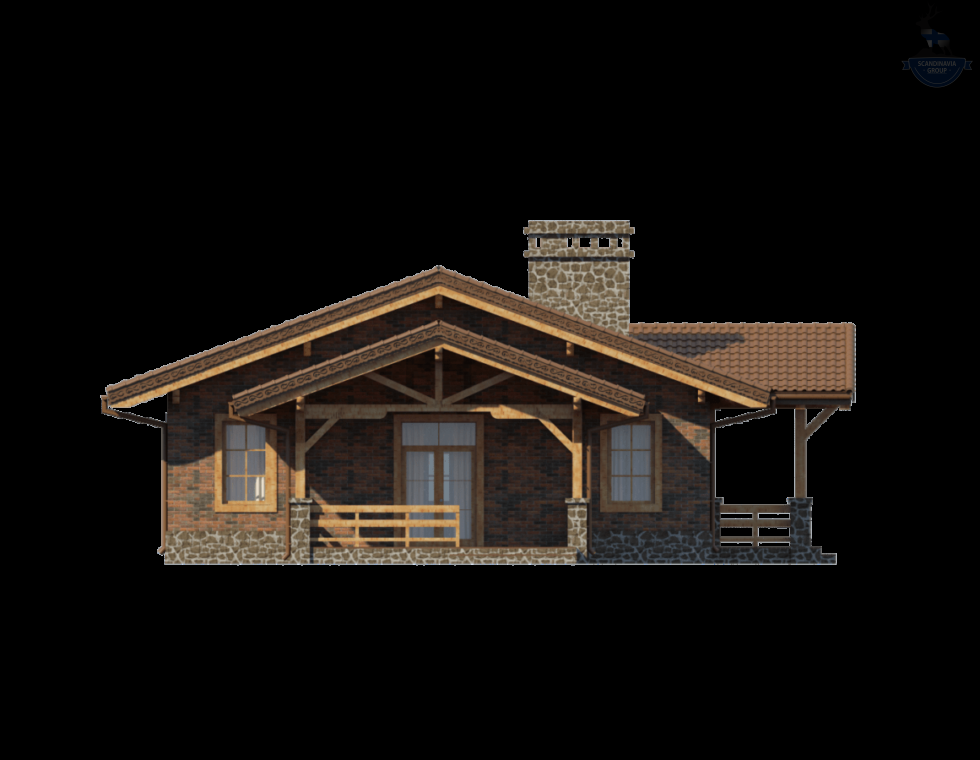 КД-390: 1 этажный каркасный дом с парковочным местом