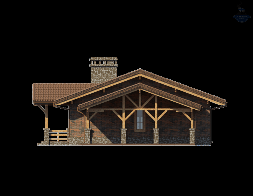 КД-390: 1 этажный каркасный дом с парковочным местом