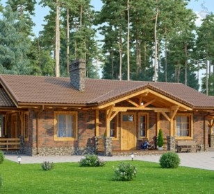 КД-390: 1 этажный каркасный дом с парковочным местом