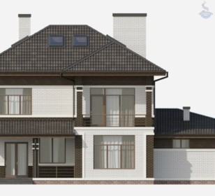 КД-400: двухэтажный каркасный дом с мансардой и гаражом