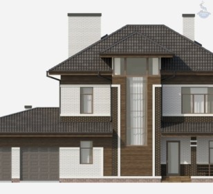 КД-400: двухэтажный каркасный дом с мансардой и гаражом