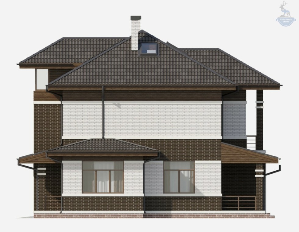 КД-400: двухэтажный каркасный дом с мансардой и гаражом