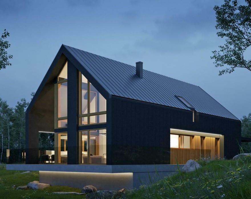 КД-490: двухэтажный каркасный дом в стиле Barn House