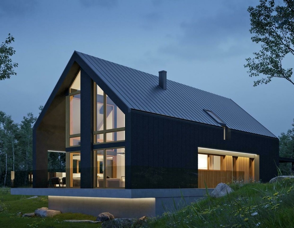 КД-490: двухэтажный каркасный дом в стиле Barn House