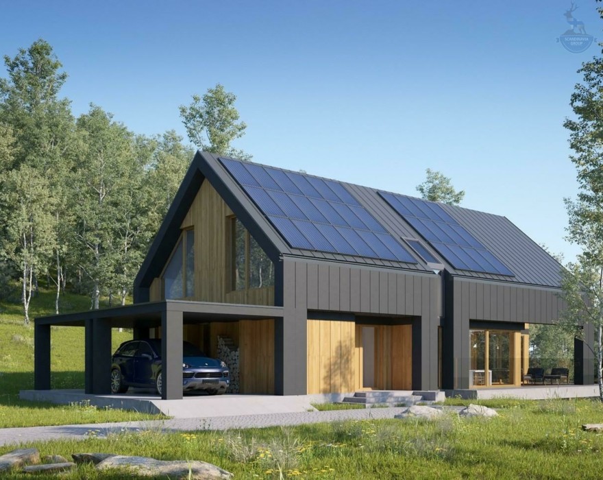 КД-490: двухэтажный каркасный дом в стиле Barn House