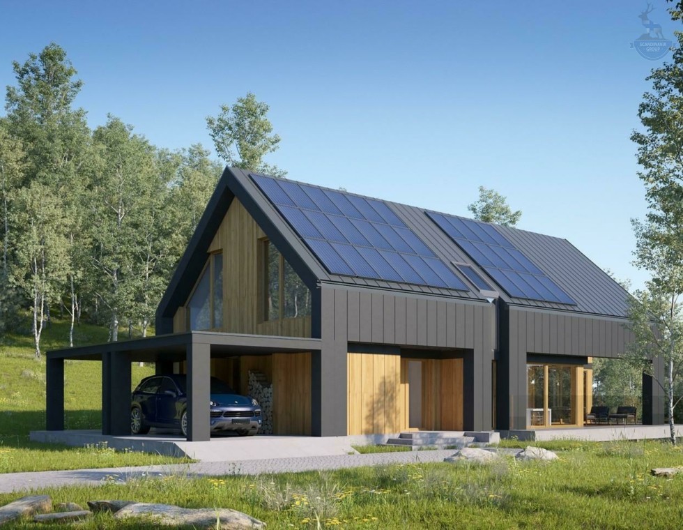 КД-490: двухэтажный каркасный дом в стиле Barn House