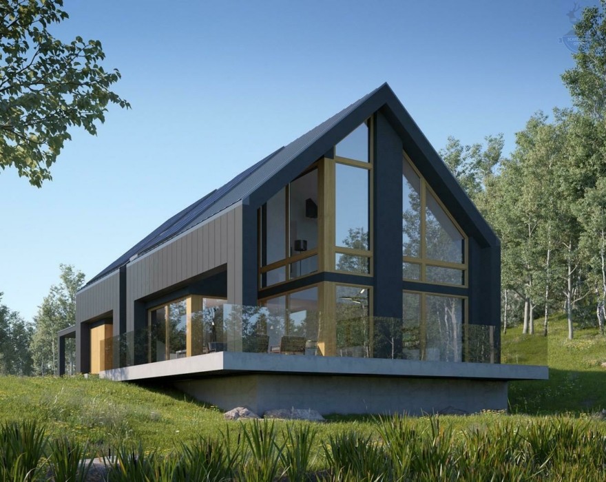 КД-490: двухэтажный каркасный дом в стиле Barn House