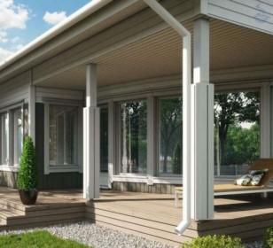 КД-510: каркасный дом с панорамными окнами и террасой