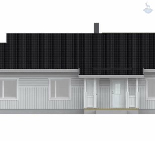 КД-510: каркасный дом с панорамными окнами и террасой