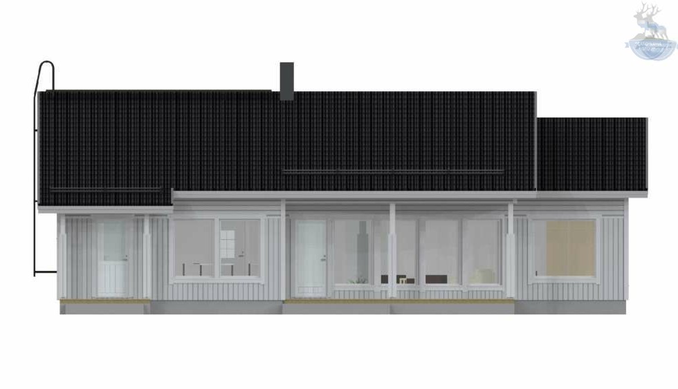 КД-510: каркасный дом с панорамными окнами и террасой