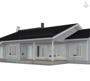 КД-510: каркасный дом с панорамными окнами и террасой