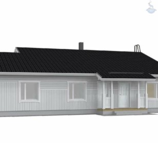 КД-510: каркасный дом с панорамными окнами и террасой