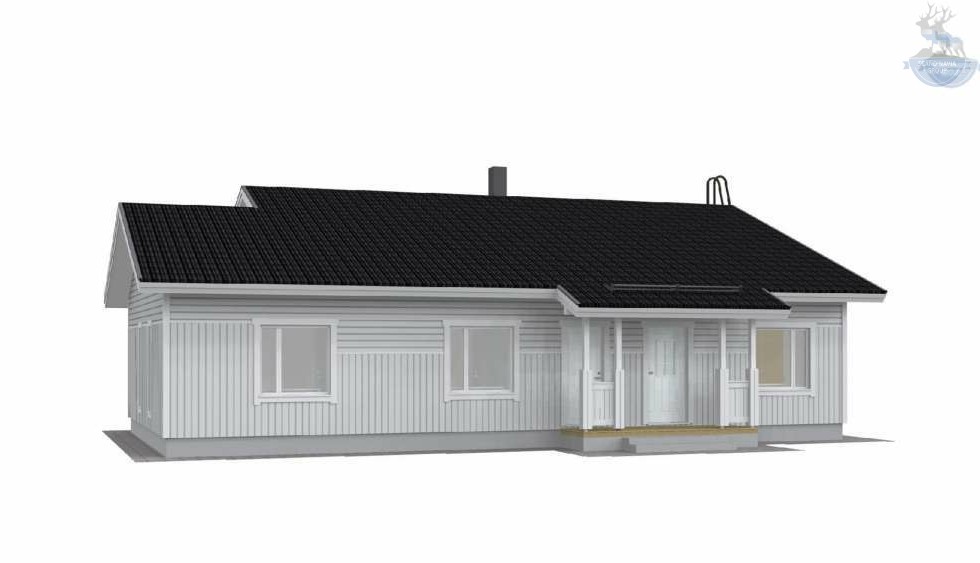 КД-510: каркасный дом с панорамными окнами и террасой