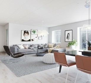 КД-550: одноэтажный каркасный дом с террасой и котельной