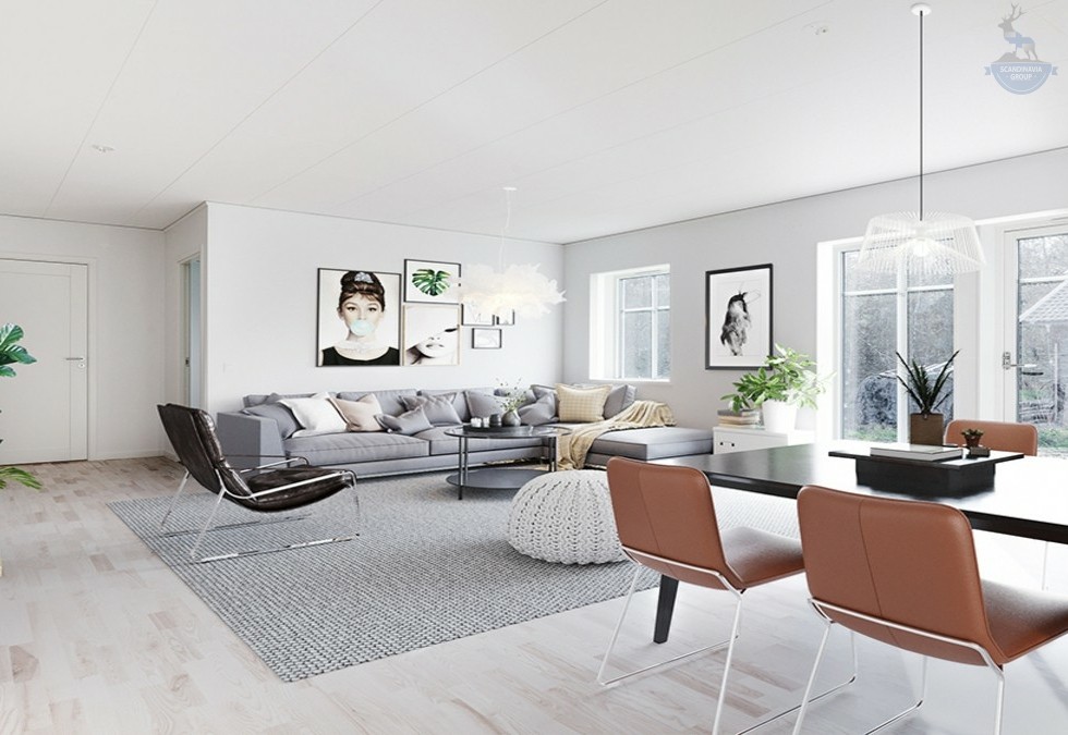 КД-550: одноэтажный каркасный дом с террасой и котельной