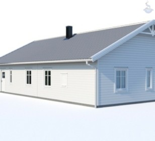 КД-550: одноэтажный каркасный дом с террасой и котельной