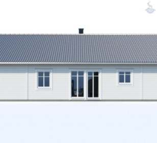 КД-550: одноэтажный каркасный дом с террасой и котельной