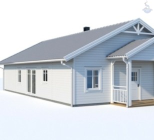 КД-550: одноэтажный каркасный дом с террасой и котельной