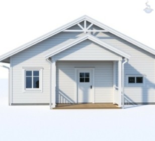 КД-550: одноэтажный каркасный дом с террасой и котельной