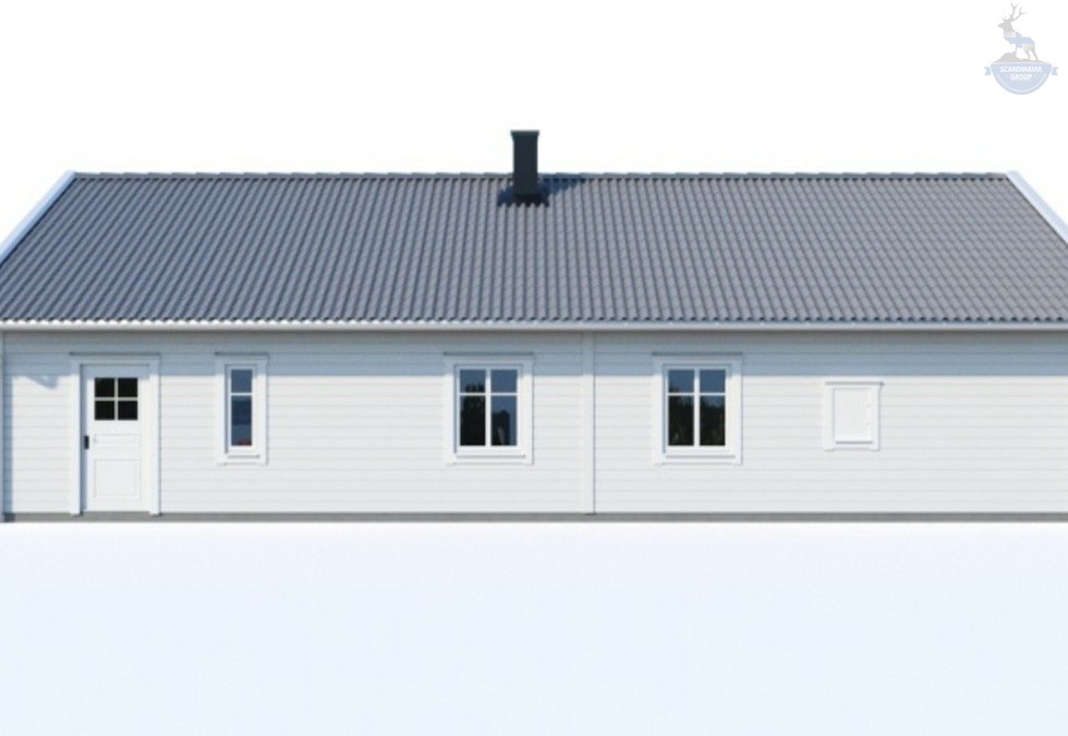 КД-550: одноэтажный каркасный дом с террасой и котельной