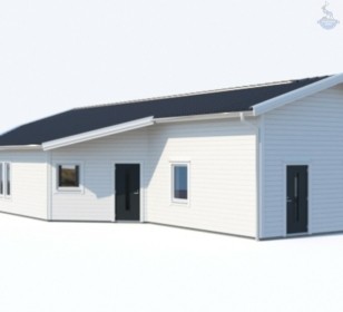 КД-580: одноэтажный каркасный дом с камином