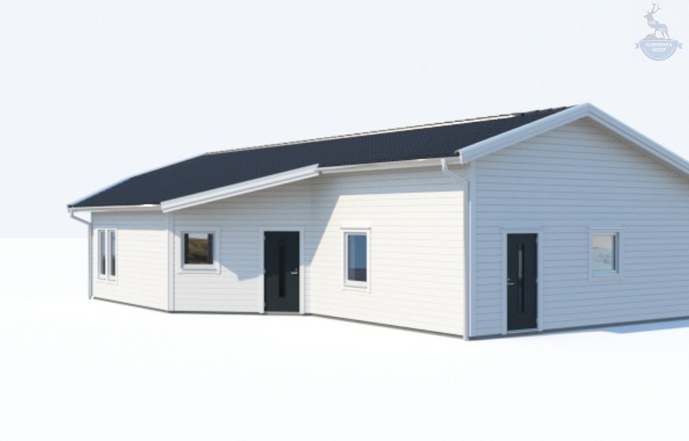 КД-580: одноэтажный каркасный дом с камином