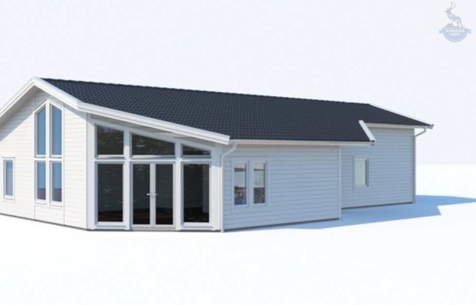 КД-580: одноэтажный каркасный дом с камином