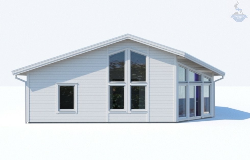 КД-580: одноэтажный каркасный дом с камином