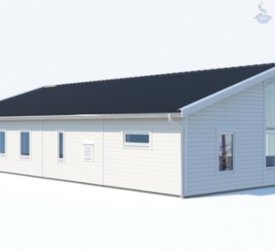 КД-580: одноэтажный каркасный дом с камином