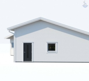 КД-580: одноэтажный каркасный дом с камином