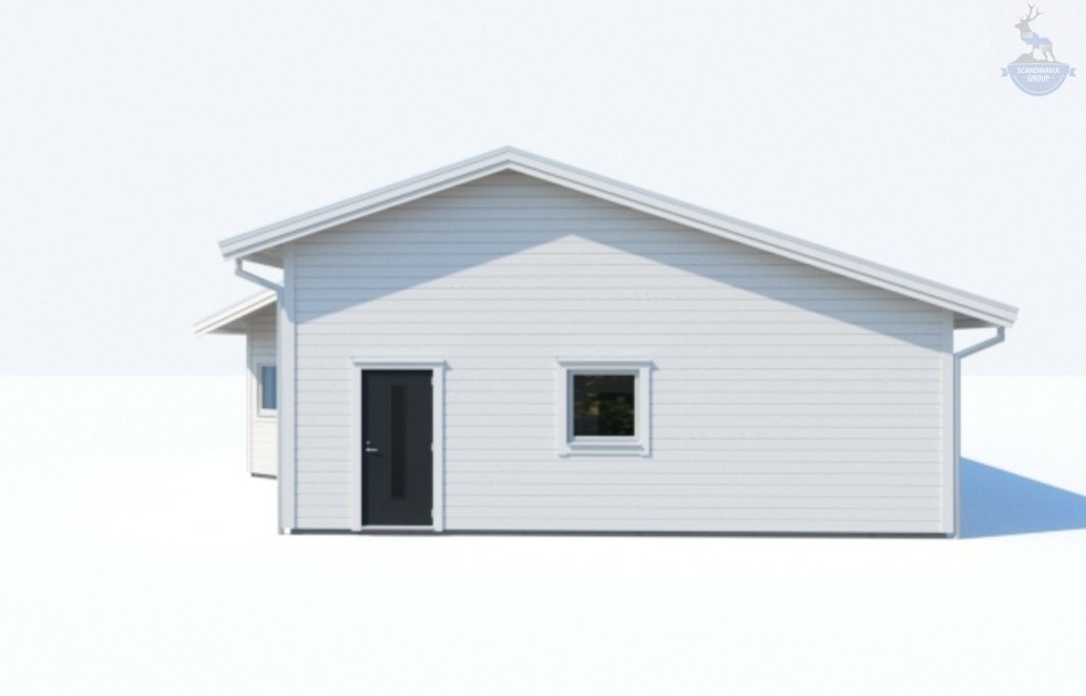 КД-580: одноэтажный каркасный дом с камином