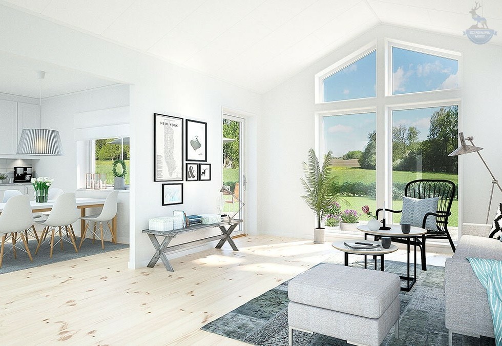 КД-590: одноэтажный каркасный дом с двумя входами