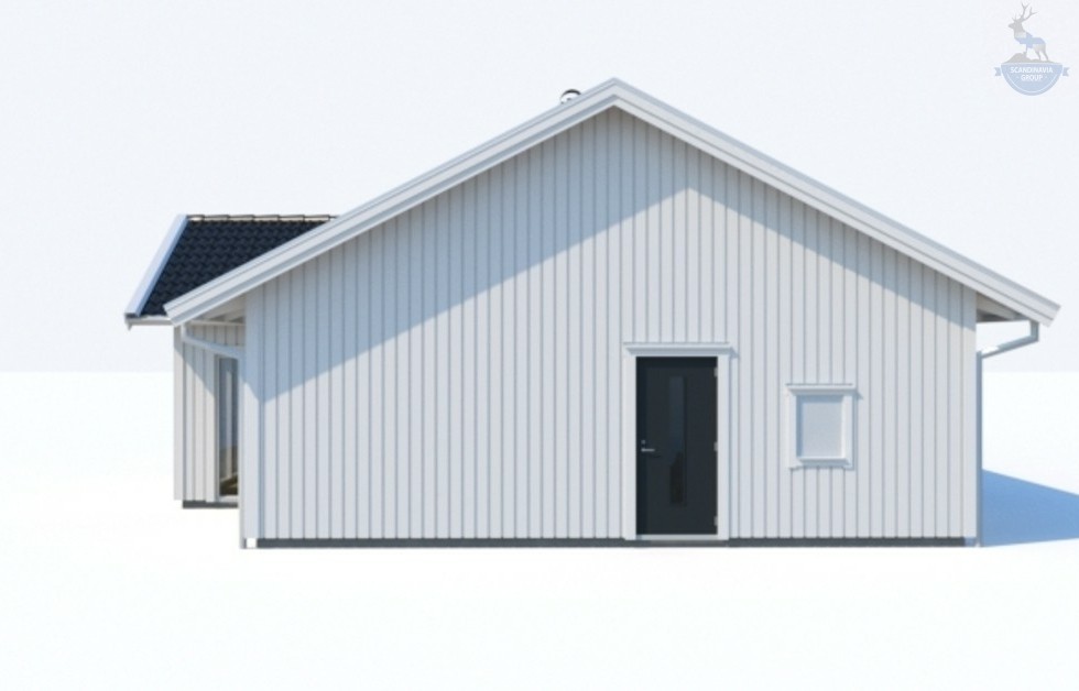 КД-590: одноэтажный каркасный дом с двумя входами