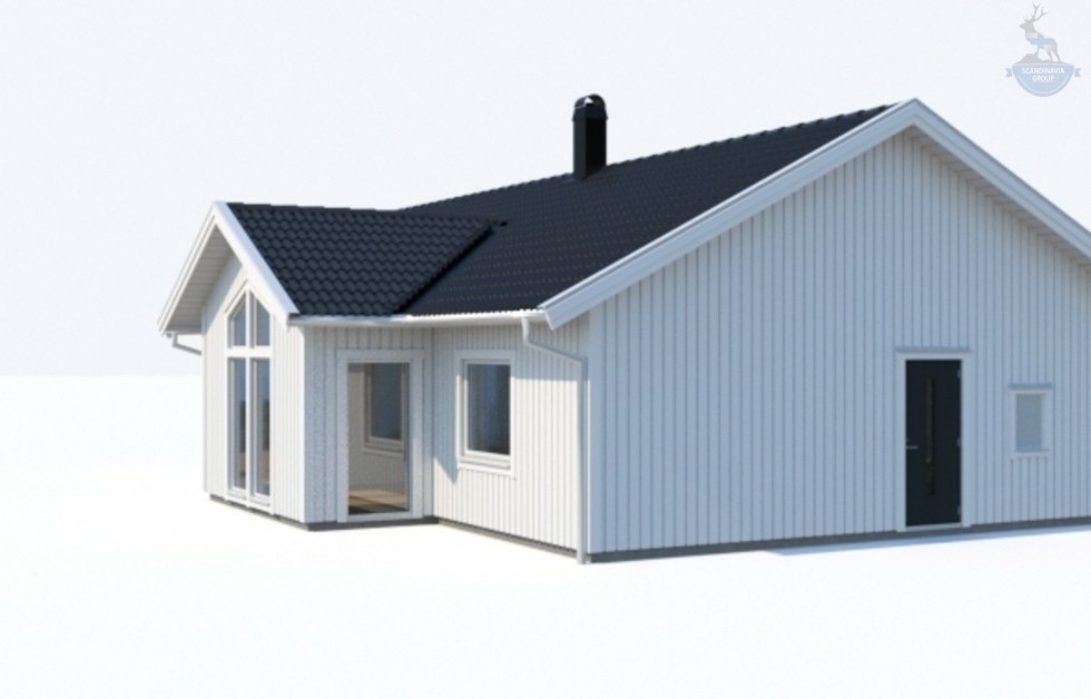 КД-590: одноэтажный каркасный дом с двумя входами