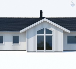 КД-590: одноэтажный каркасный дом с двумя входами