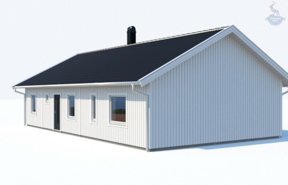 КД-590: одноэтажный каркасный дом с двумя входами