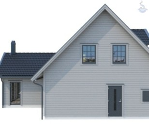 КД-600: двухэтажный каркасный дом с террасой и панорамными окнами