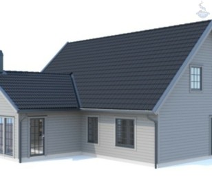 КД-600: двухэтажный каркасный дом с террасой и панорамными окнами