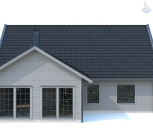 КД-600: двухэтажный каркасный дом с террасой и панорамными окнами