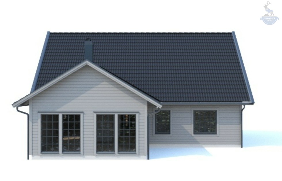 КД-600: двухэтажный каркасный дом с террасой и панорамными окнами