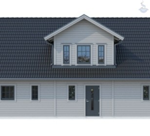 КД-600: двухэтажный каркасный дом с террасой и панорамными окнами